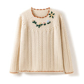 Women's Round Neck Lazy Style Thick Line  Cashmere Sweater